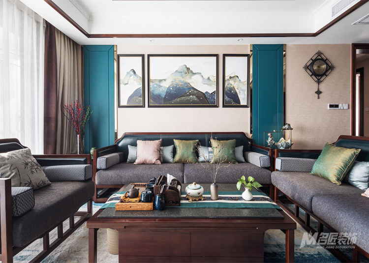 佛山市佛奧灣新中式風(fēng)格三居室裝修案例