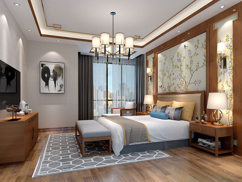 佛山市萬科金域水岸新中式風(fēng)格四居室裝修案例