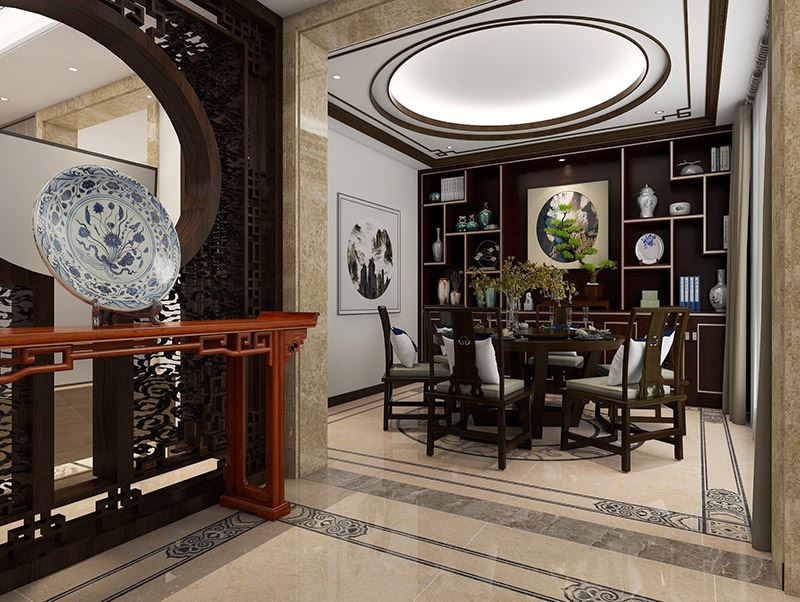 佛山市海倫堡·美的·玖悅府新中式風(fēng)格別墅裝修案例
