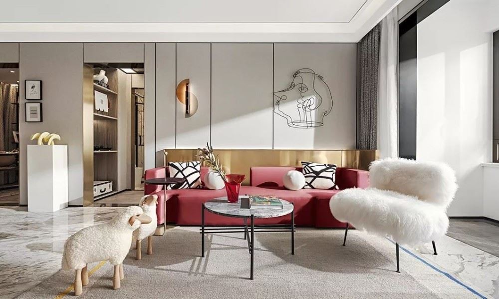 江門市富都新村輕奢風(fēng)格三居室裝修案例