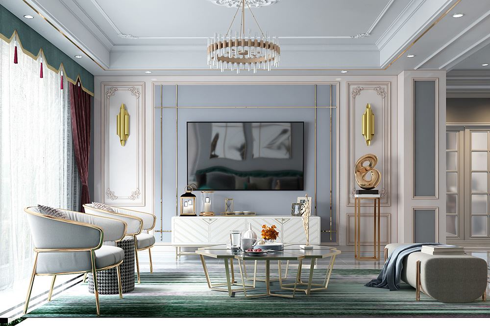 佛山市順德華潤置地廣場美式風格四居室裝修案例