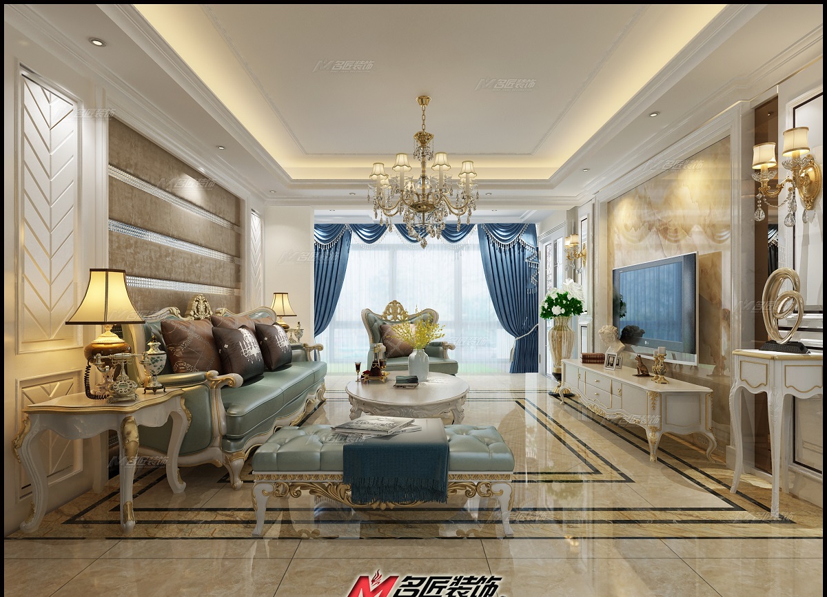 佛山市鵬瑞·三龍灣1號歐式風(fēng)格四居室裝修案例