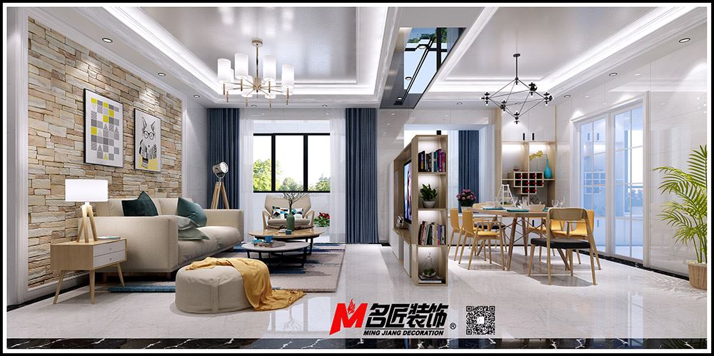河源市濱江花園現(xiàn)代簡約風格三居室裝修案例