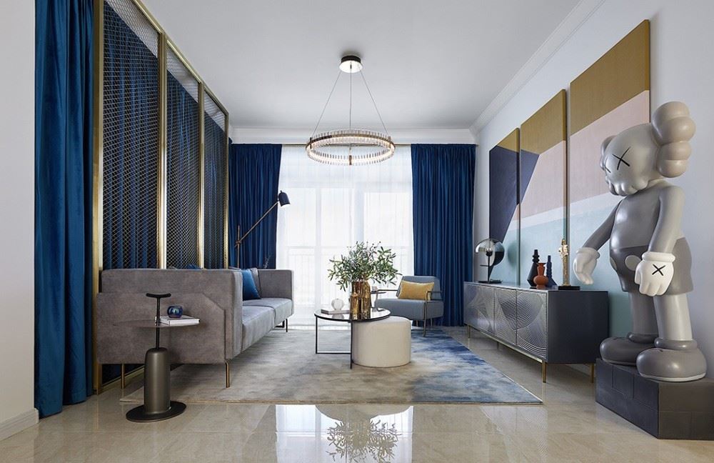 佛山市卓越蔚藍星宸輕奢風格三居室裝修案例